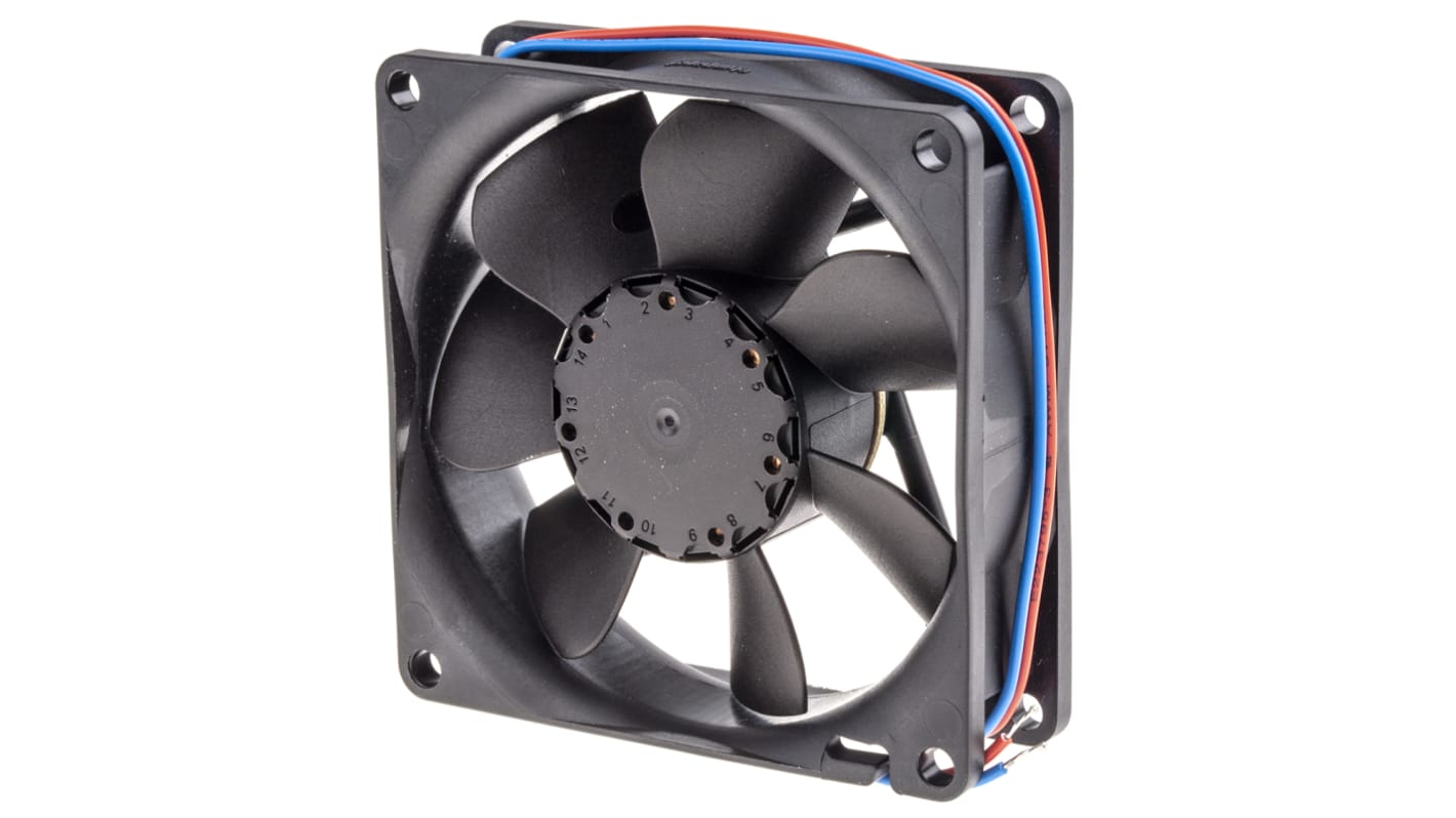 Axiální ventilátor, řada: 8400 N DC, 80 x 80 x 25mm, průtok vzduchu: 79m³/h 2.8W 12 V DC