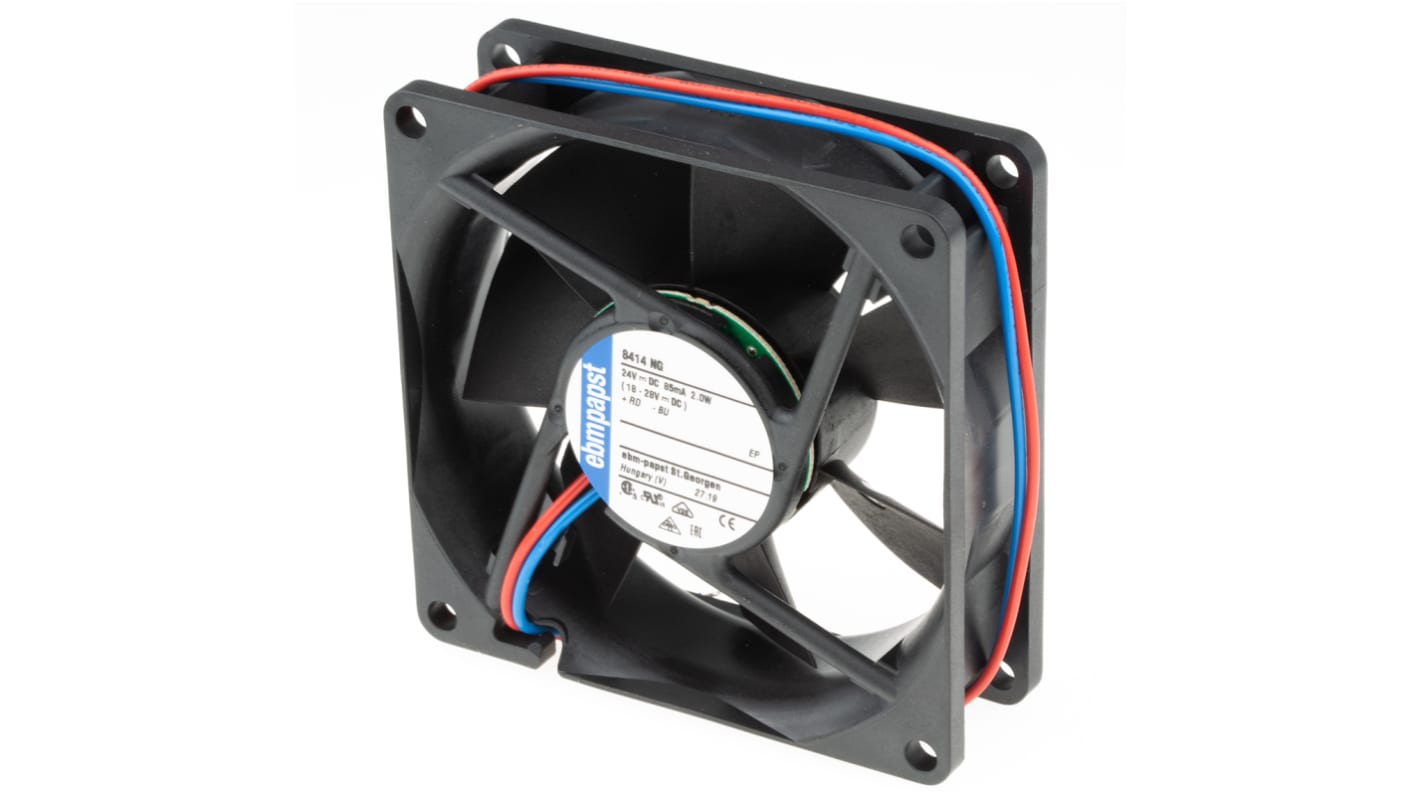 Axiální ventilátor, řada: 8400 N DC, 80 x 80 x 25mm, průtok vzduchu: 69m³/h 2W 24 V DC