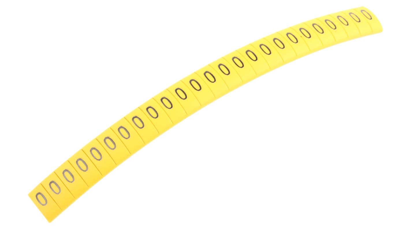 HellermannTyton Ovalgrip Slide On Cable Markers, Black on Yellow, Pre-printed "0", 2.5 → 6mm Cable