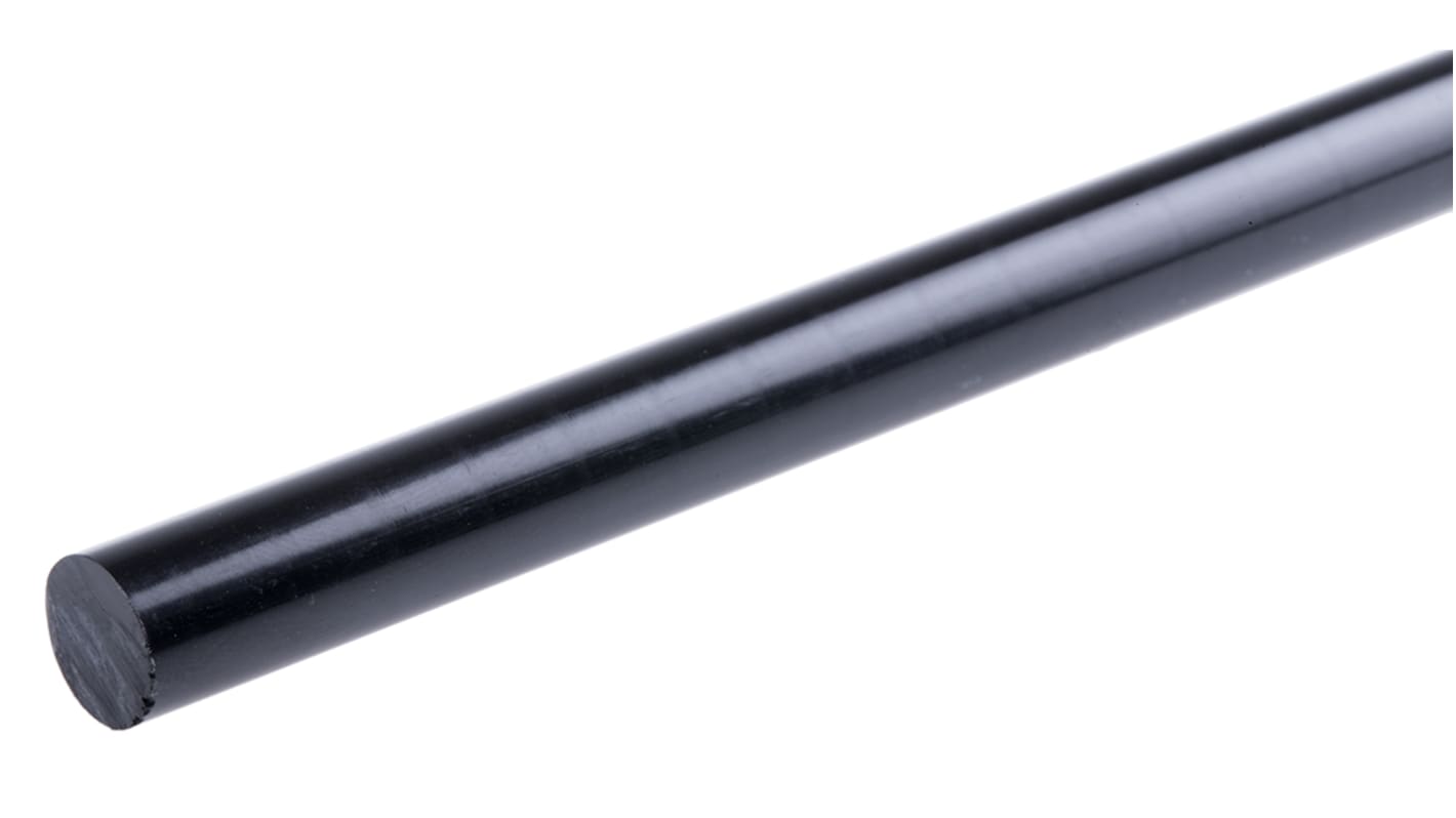 RS PRO Black Nylon Rod, 1m x 10mm Diameter