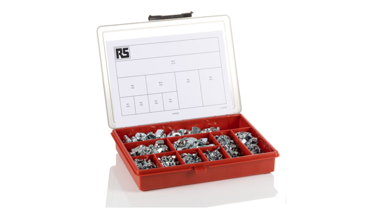 RS PRO Steel Wing Nuts Box, 340 Pieces