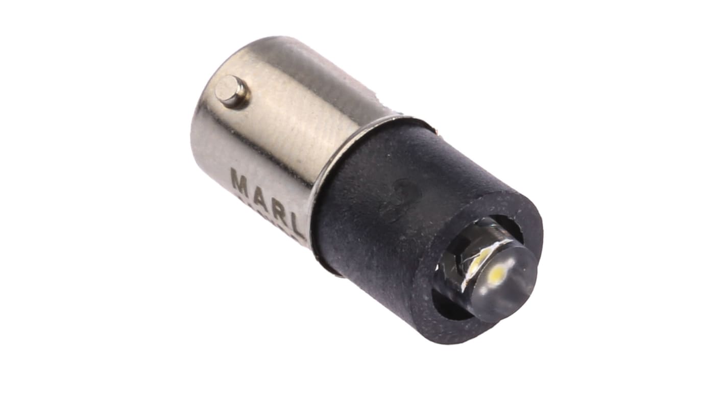 Marl White LED Indicator Lamp, 110V dc, BA9s Base, 4.8mm Diameter, 750mcd