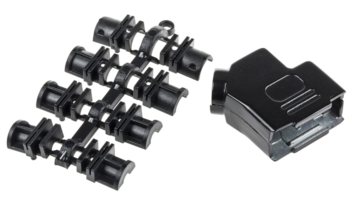 MH Connectors MHD45ZK-BK Series Zinc Angled D Sub Backshell, 9 Way, Strain Relief