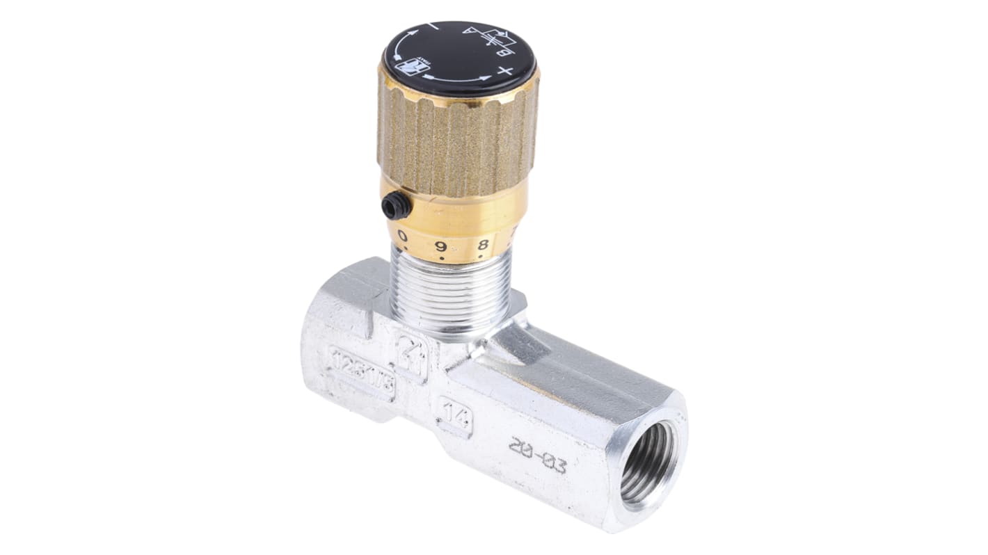 RS PRO Inline Mounting Hydraulic Flow Control Valve, G 1/4, 210bar, 20L/min