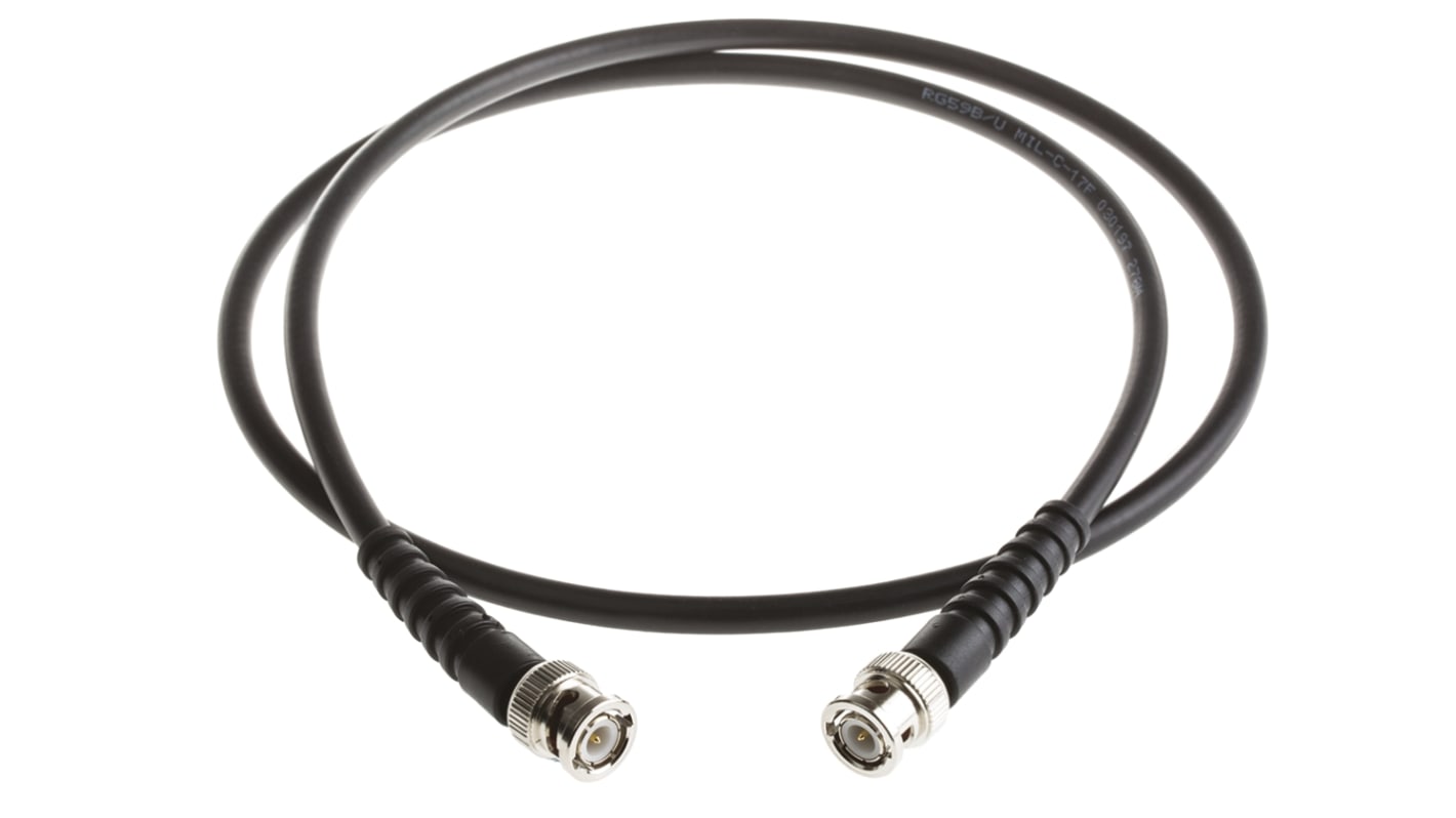 RS PRO Male BNC to Male BNC Coaxial Cable, 1m, RG59 Coaxial, Terminated