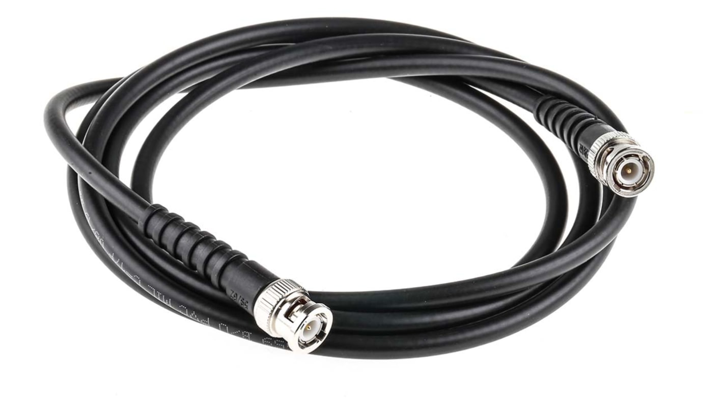 Cable coaxial RG59 RS PRO, 75 Ω, con. A: BNC, Macho, con. B: BNC, Macho, long. 2m Negro