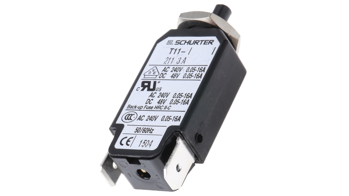 Schurter Thermal Circuit Breaker - T11 Single Pole 240V ac Voltage Rating, 3A Current Rating