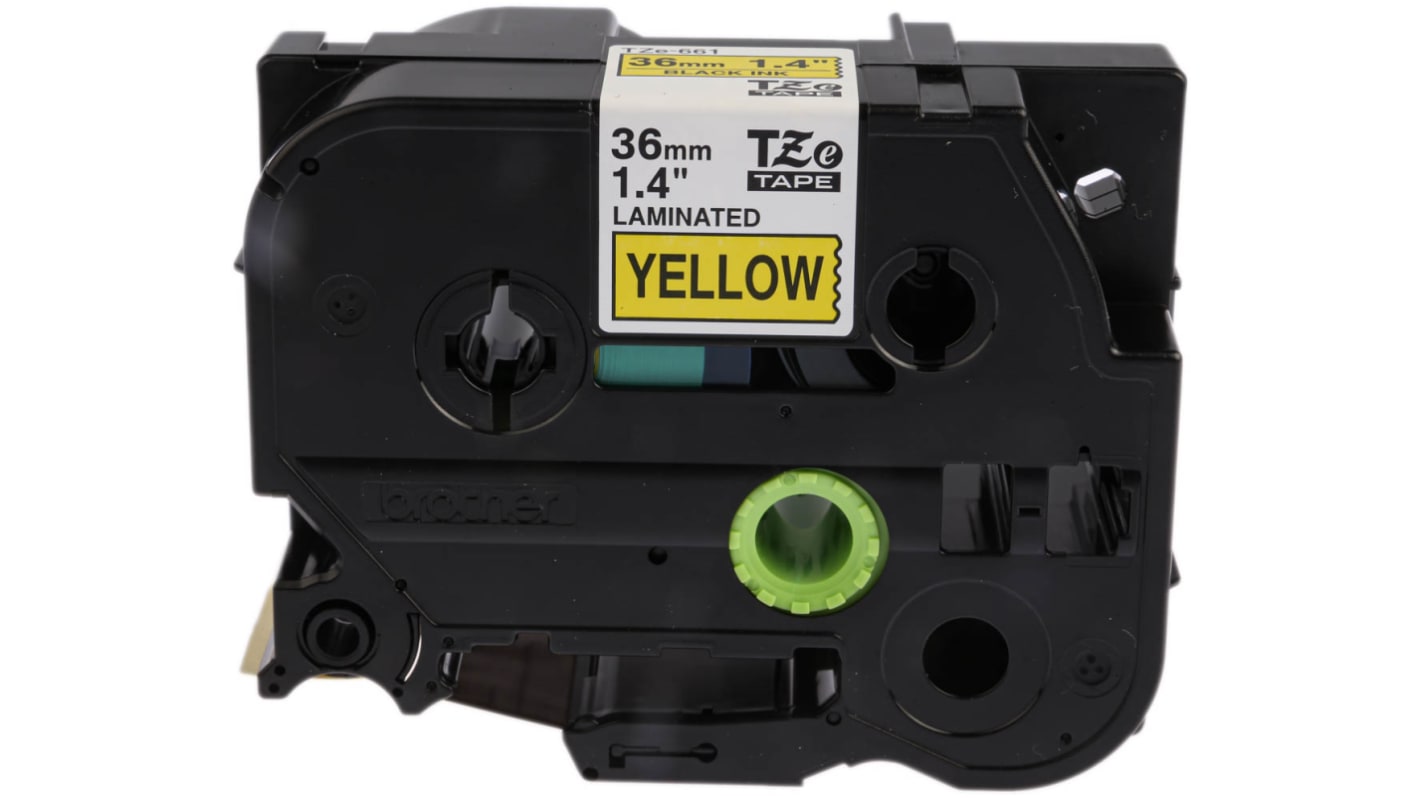 Brother Black on Yellow Label Printer Tape, 8 m Length, 36 mm Width