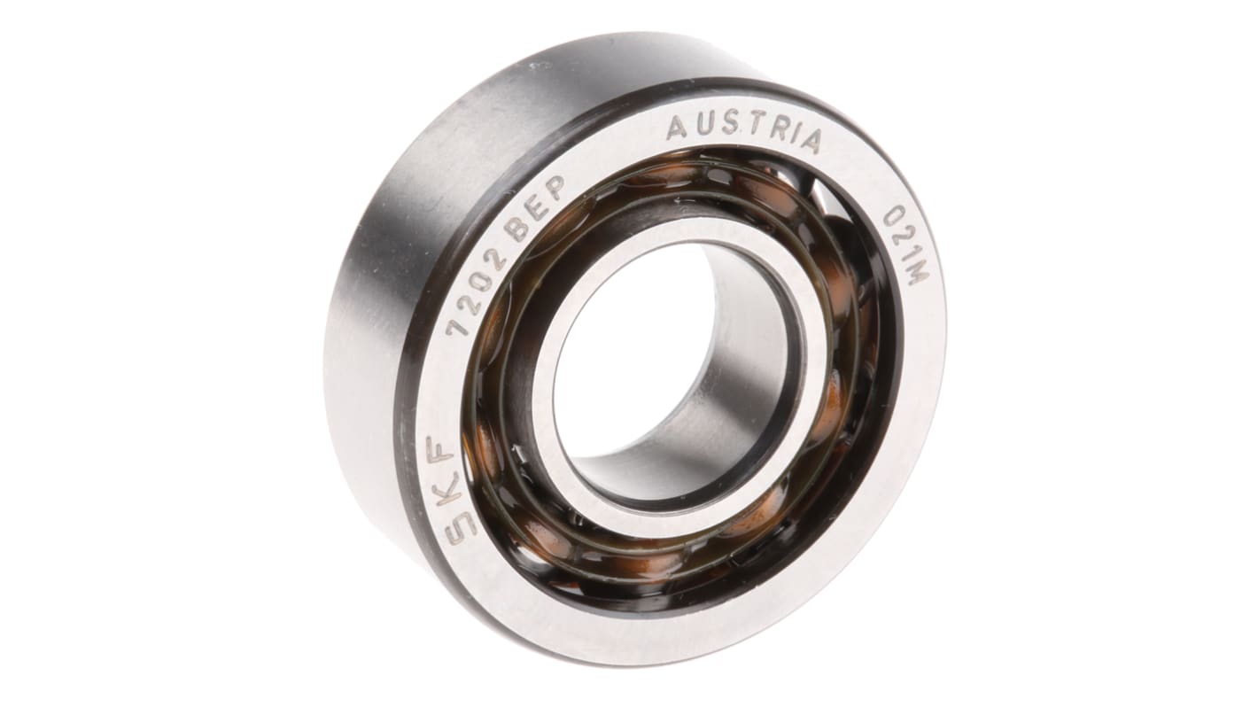 SKF 7202 BEP Single Row Angular Contact Ball Bearing- Open Type 15mm I.D, 35mm O.D