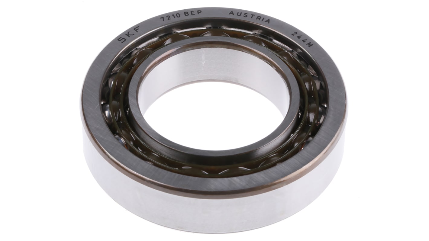 SKF 7210 BEP Single Row Angular Contact Ball Bearing- Open Type 50mm I.D, 90mm O.D