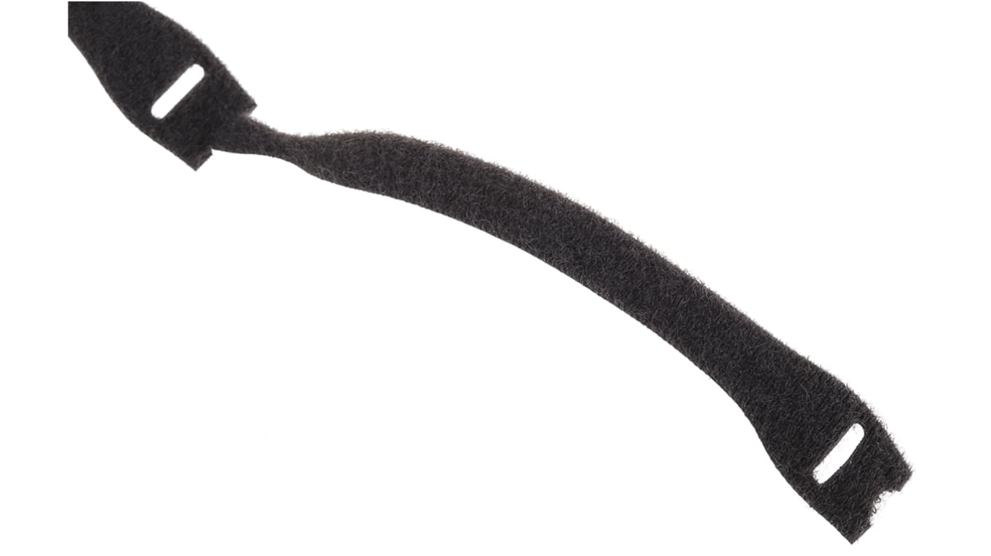 RS PRO Cable Tie, Hook and Loop, 150mm x 20 mm, Black Fabric