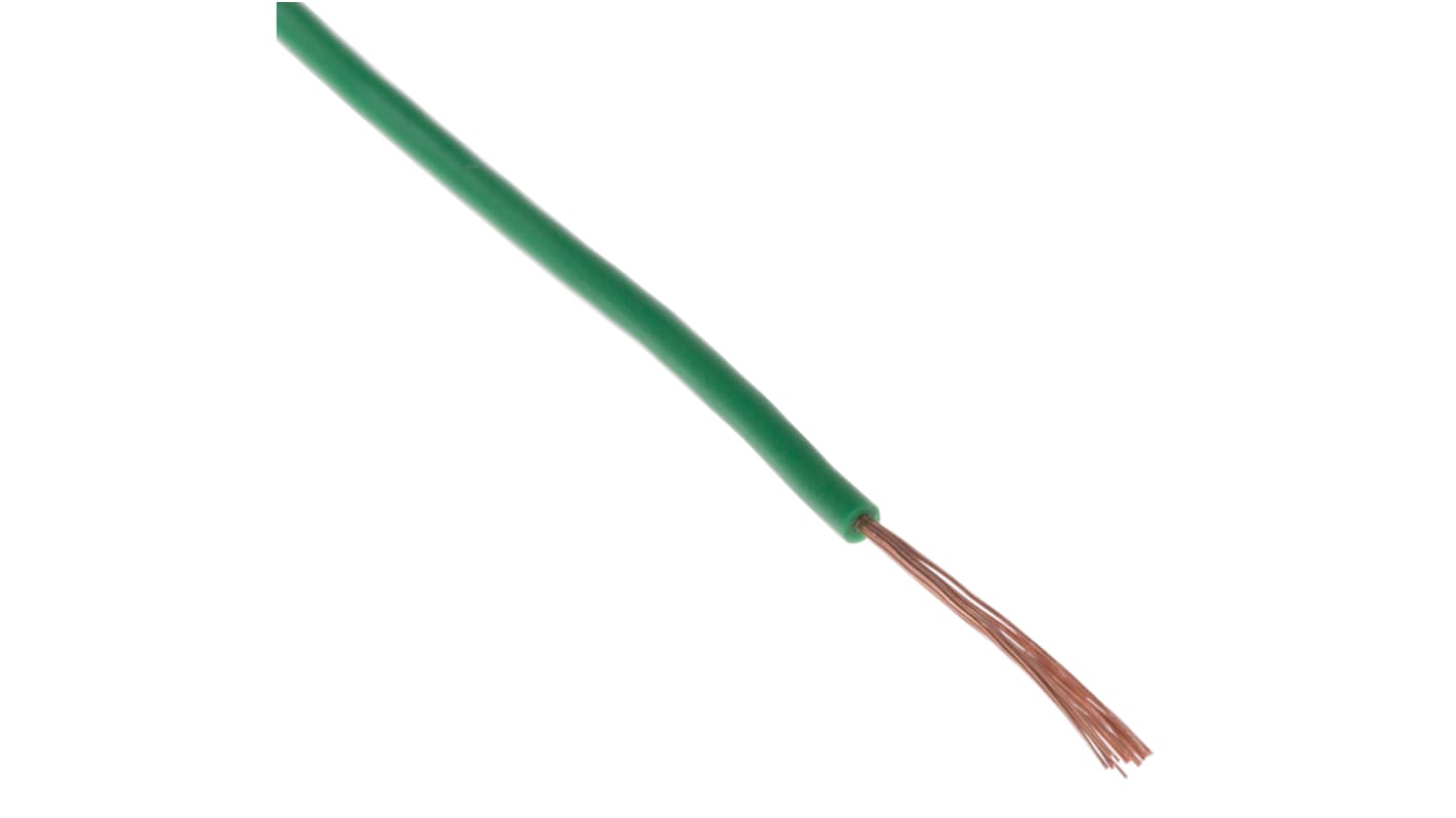 Staubli Green 0.1 mm² Equipment Wire, 27 AWG, 26/0.07 mm, 100m, PVC Insulation