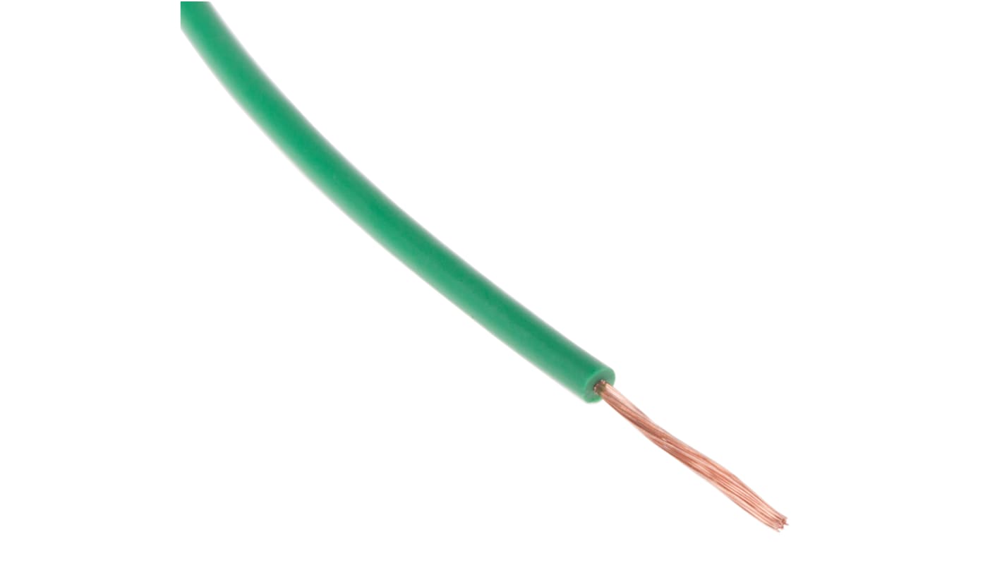 Cable para Equipos Staubli, área transversal 0,15 mm² Filamentos del Núcleo 39 / 0,07 mm Verde, 500 V, long. 100m, 26