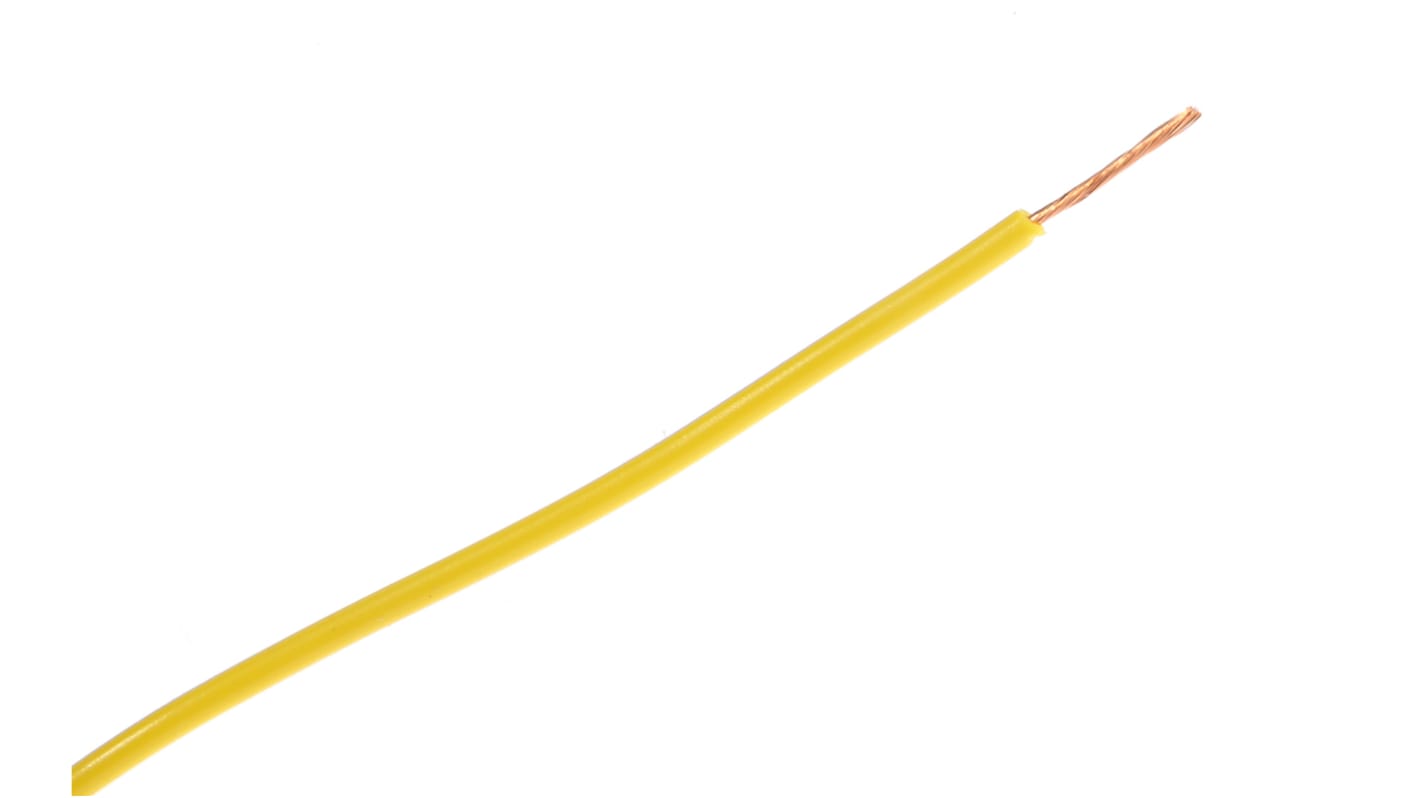 Staubli Yellow 0.25 mm² Hook Up Wire, 23 AWG, 66/0.07 mm, 100m, PVC Insulation