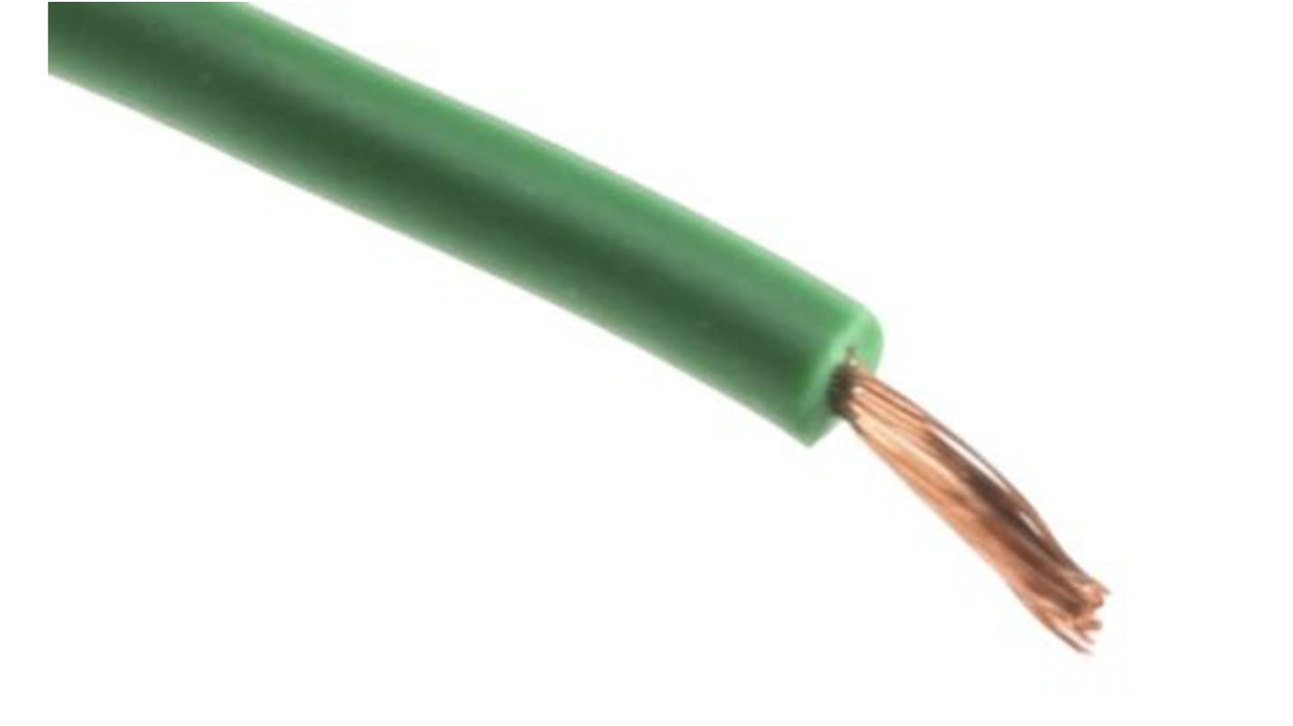 Staubli Green 0.25 mm² Hook Up Wire, 23 AWG, 65/0.07 mm, 100m, PVC Insulation