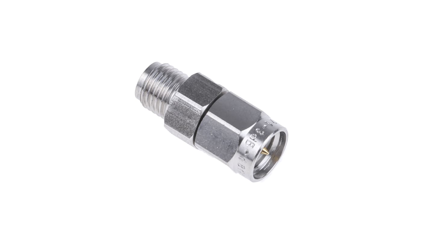 Atenuador de RF Radiall R411803121, 50Ω, Recta, Conector macho a conector hembra SMA 3dB, 18GHz