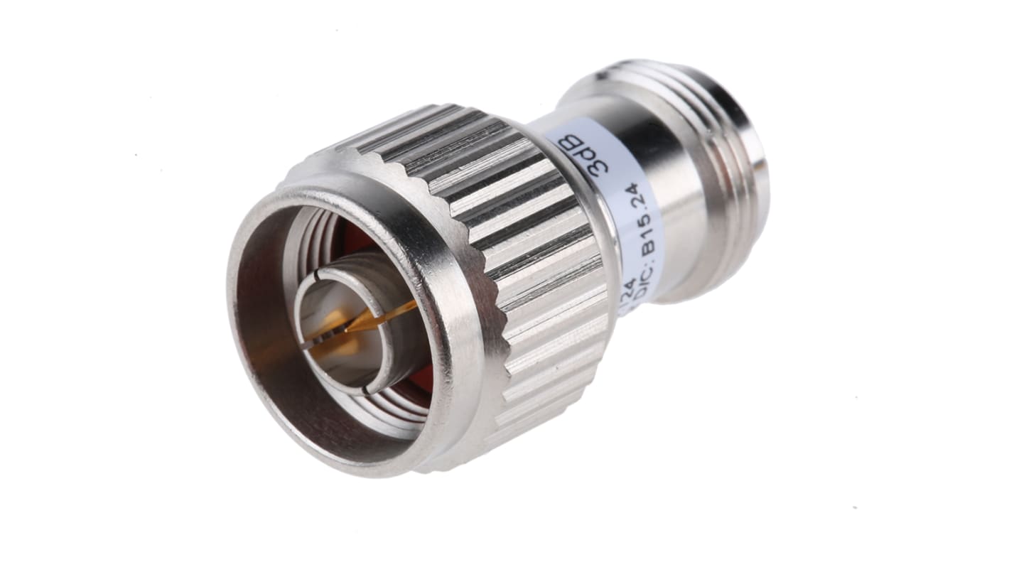 Radiall 50Ω RF Attenuator Straight N Connector N Plug to N Socket 3dB, Operating Frequency 3GHz