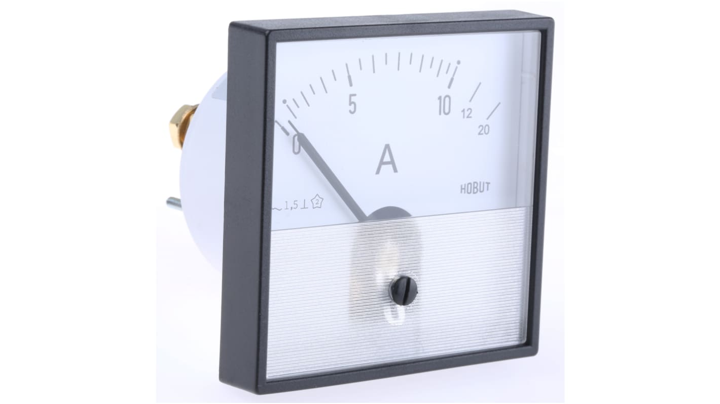 HOBUT PD72SD Analogue Panel Ammeter 0/10/20A Direct Connected AC, 72mm x 72mm Moving Iron