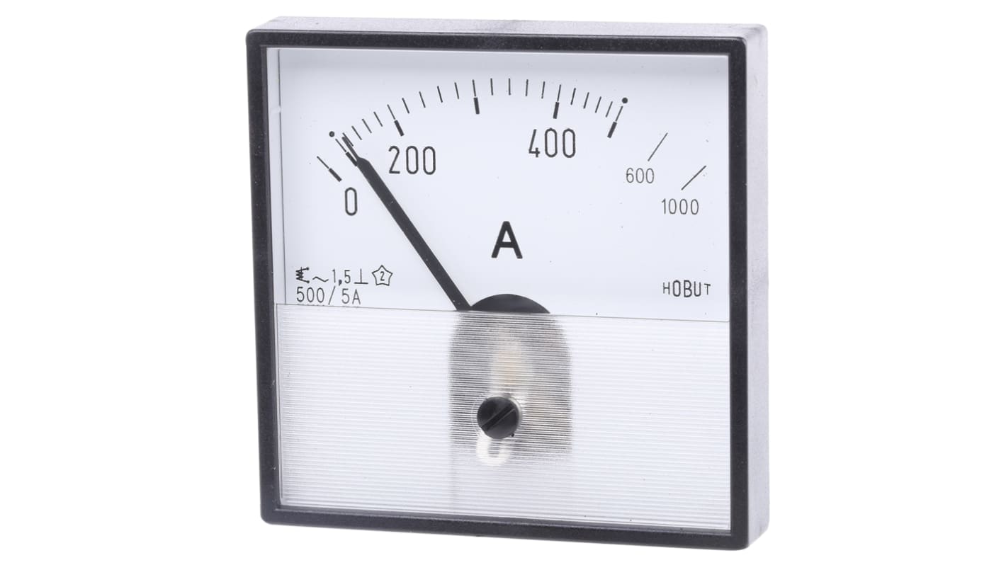 HOBUT Analogue Panel Ammeter 0/500/100A For 500/5A CT AC, 72mm x 72mm Moving Iron