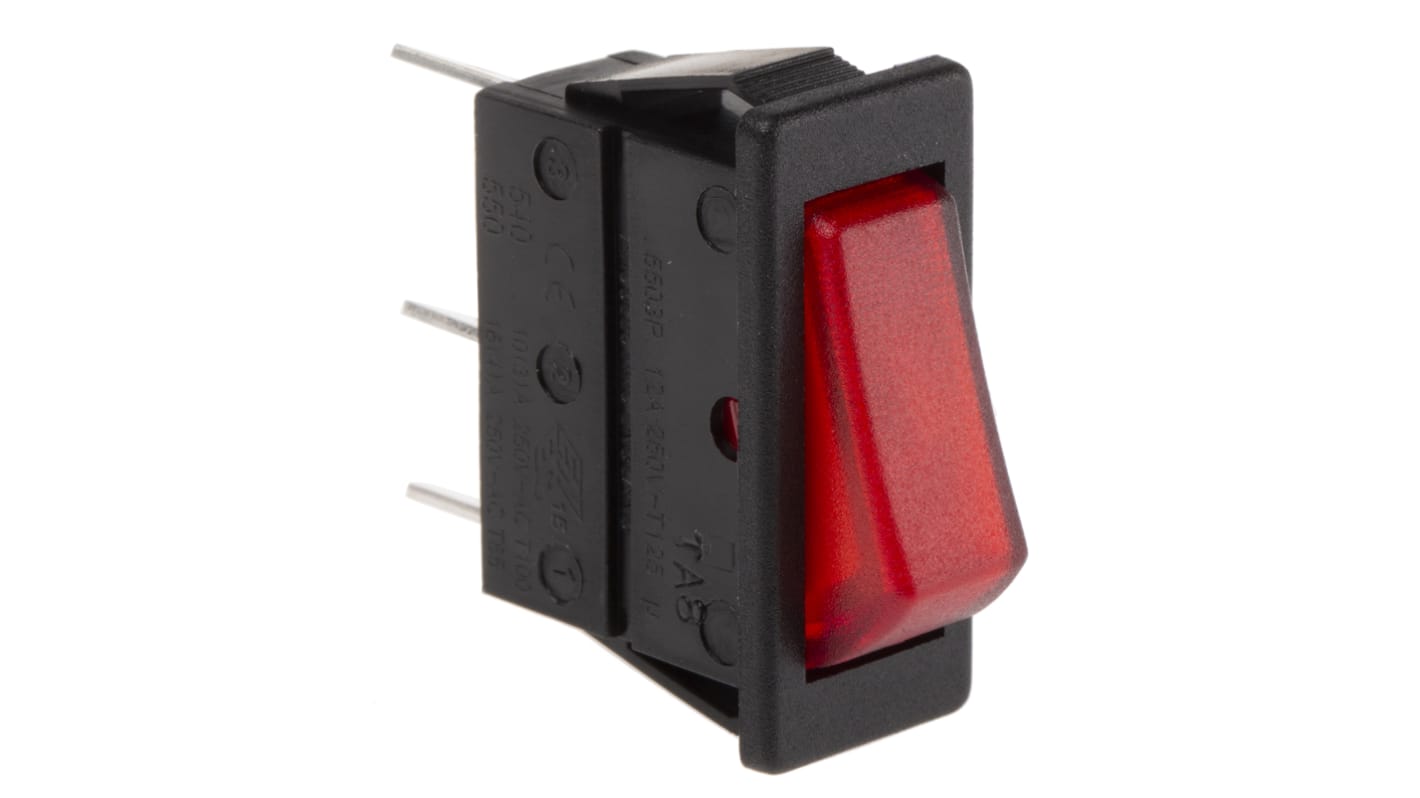 Interruptor de balancín, C5503ALNAB, Contacto SPST, On-Off, 16 A, Iluminado, Rojo