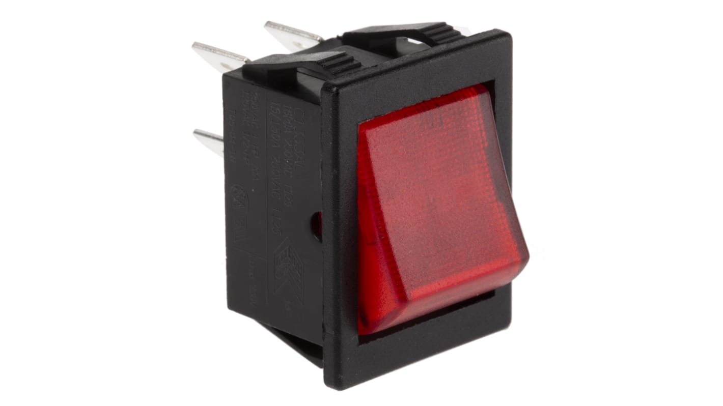 Arcolectric (Bulgin) Ltd Illuminated DPST, On-Off Rocker Switch Panel Mount