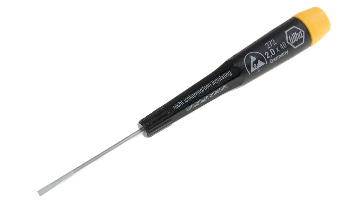 Wiha Tools Flat Screwdriver, 2 mm Tip, 40 mm Blade, 120 mm Overall