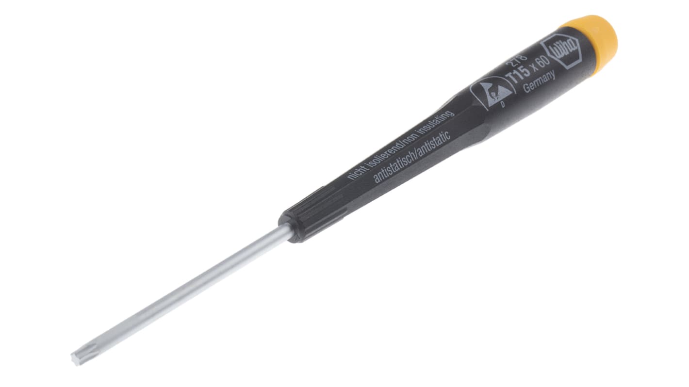 Wiha Tools T15 TORX® Standard-Schraubendreher, CrVMo-Stahl, 170 mm / Klinge 60 mm