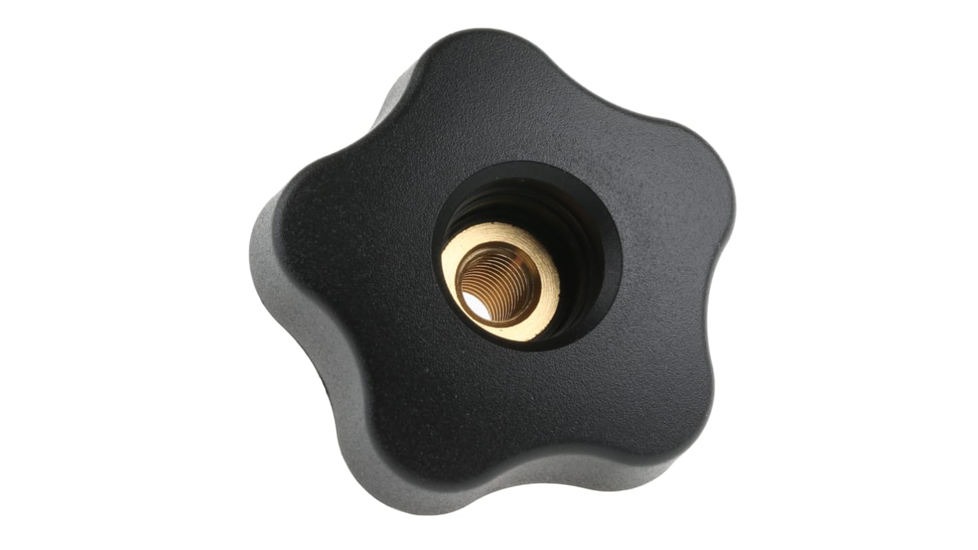 Elesa 69956 Black Multiple Lobes Clamping Knob, M8, Threaded Through