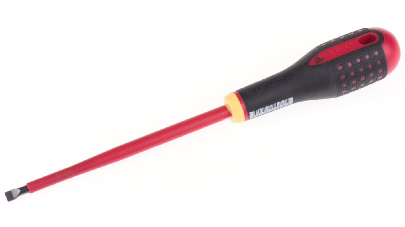 Bahco Slotted Screwdriver, 6.5 x 1.2 mm Tip, 150 mm Blade, VDE/1000V, 272 mm Overall