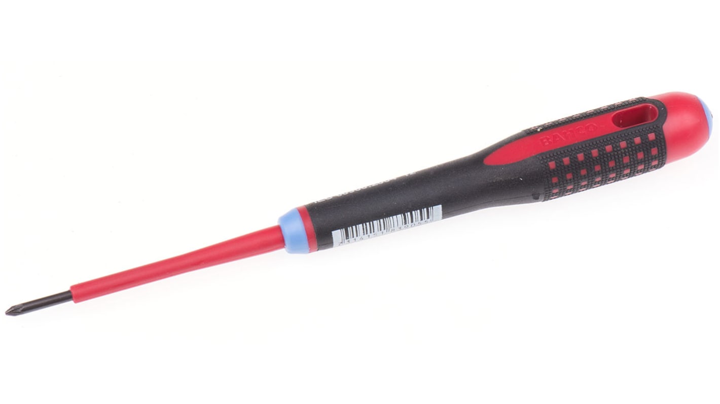 Bahco Pozidriv  Screwdriver, PZ0 Tip, 75 mm Blade, VDE/1000V, 197 mm Overall