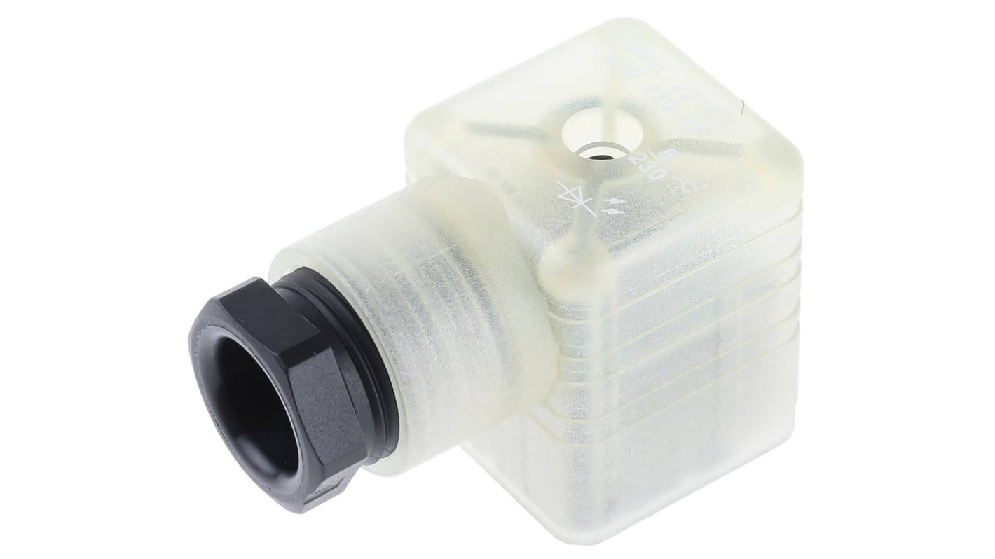 Hirschmann GDML 2P+E DIN 43650 A, Female Solenoid Valve Connector with Indicator Light, 250 V ac/dc Voltage