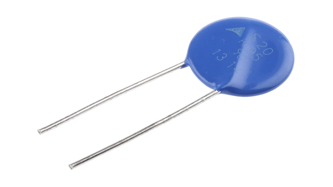 EPCOS Metalloxid-Varistor, 2.5nF, 150V, 95V, 50J, Metall / 100A, 6500A max., mm, Ø 21.5mm, 4.5mm