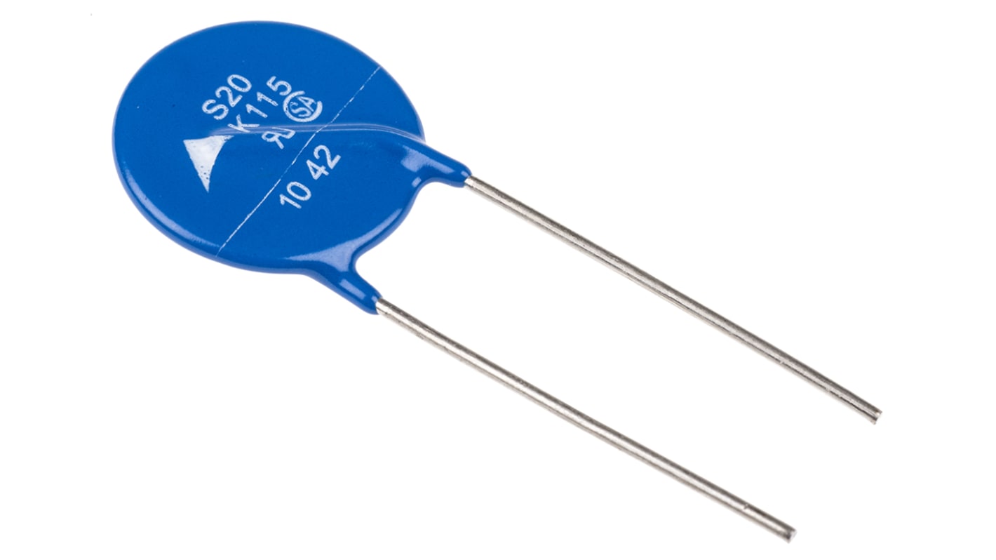 EPCOS Metalloxid-Varistor, 1.52nF, 180V, 115V, 60J, Metall / 100A, 6500A max., mm, Ø 21.5mm, 4.7mm