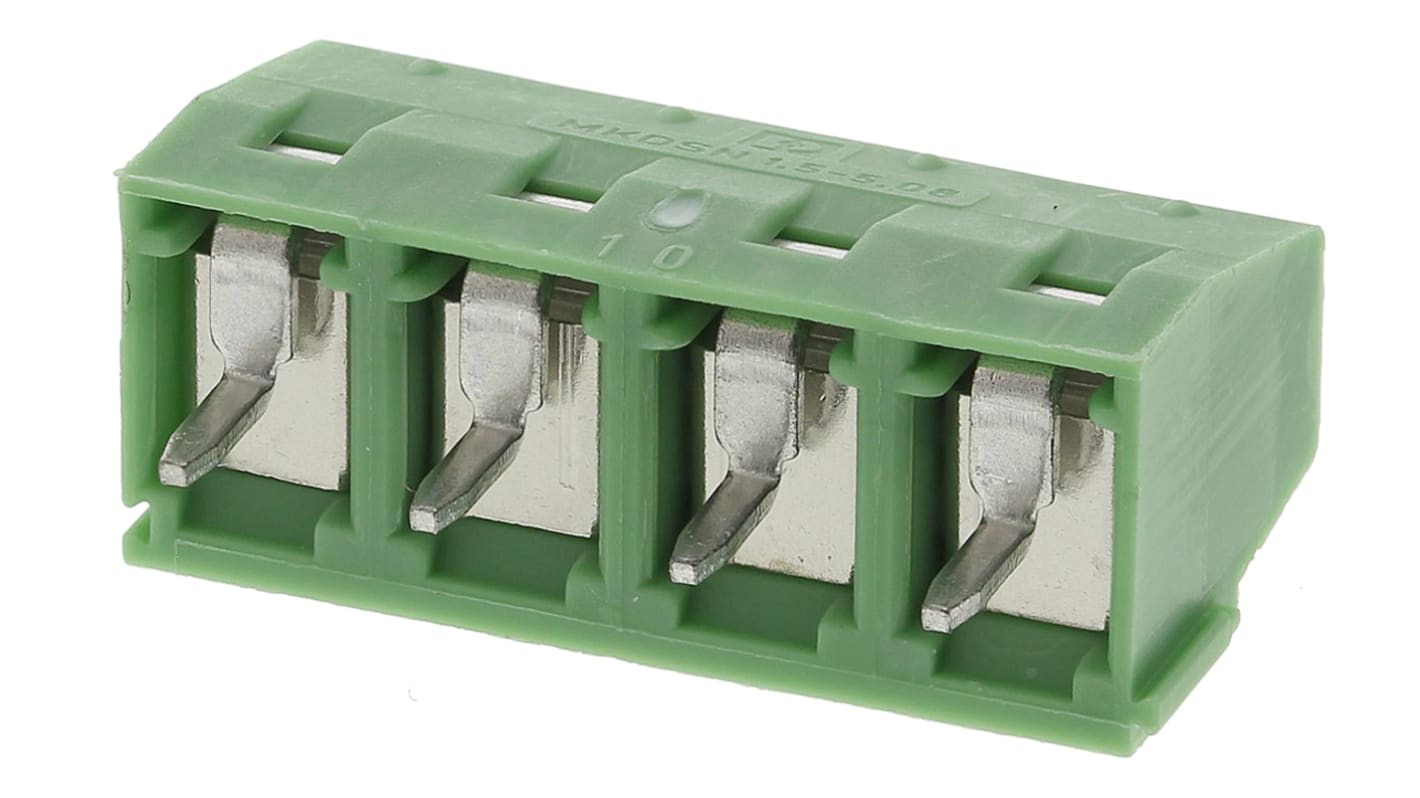 Phoenix Contact MKDSN 1.5/4-5.08 Series PCB Terminal Block, 4-Contact, 5.08mm Pitch, Through Hole Mount, 1-Row, Screw