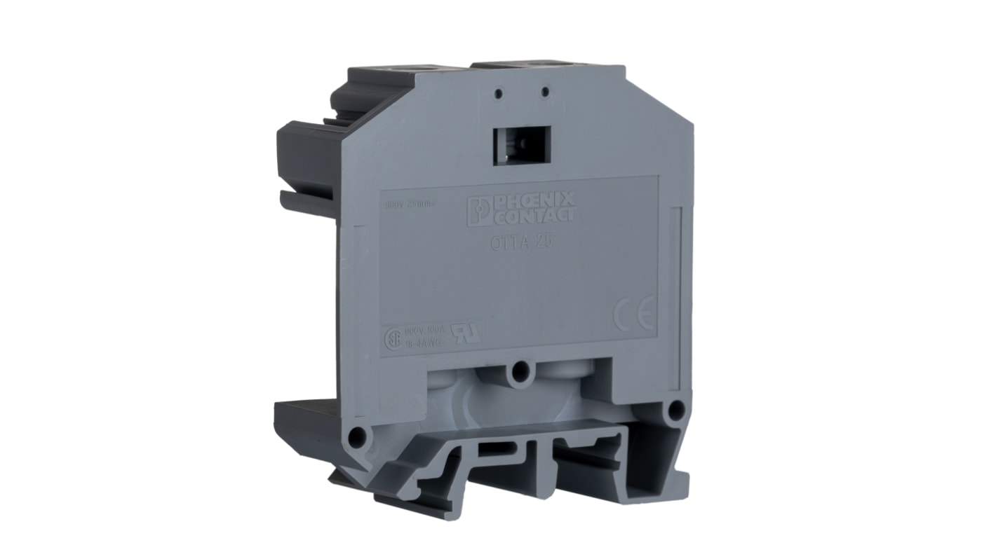 Phoenix Contact OTTA 25-M6 Series Grey DIN Rail Terminal Block, 1 → 25mm², Single-Level, Screw Termination