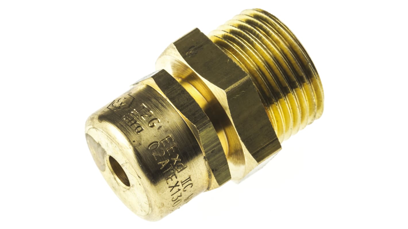 RS PRO Metallic Brass Cable Gland, M20 Thread, 6.6mm Max