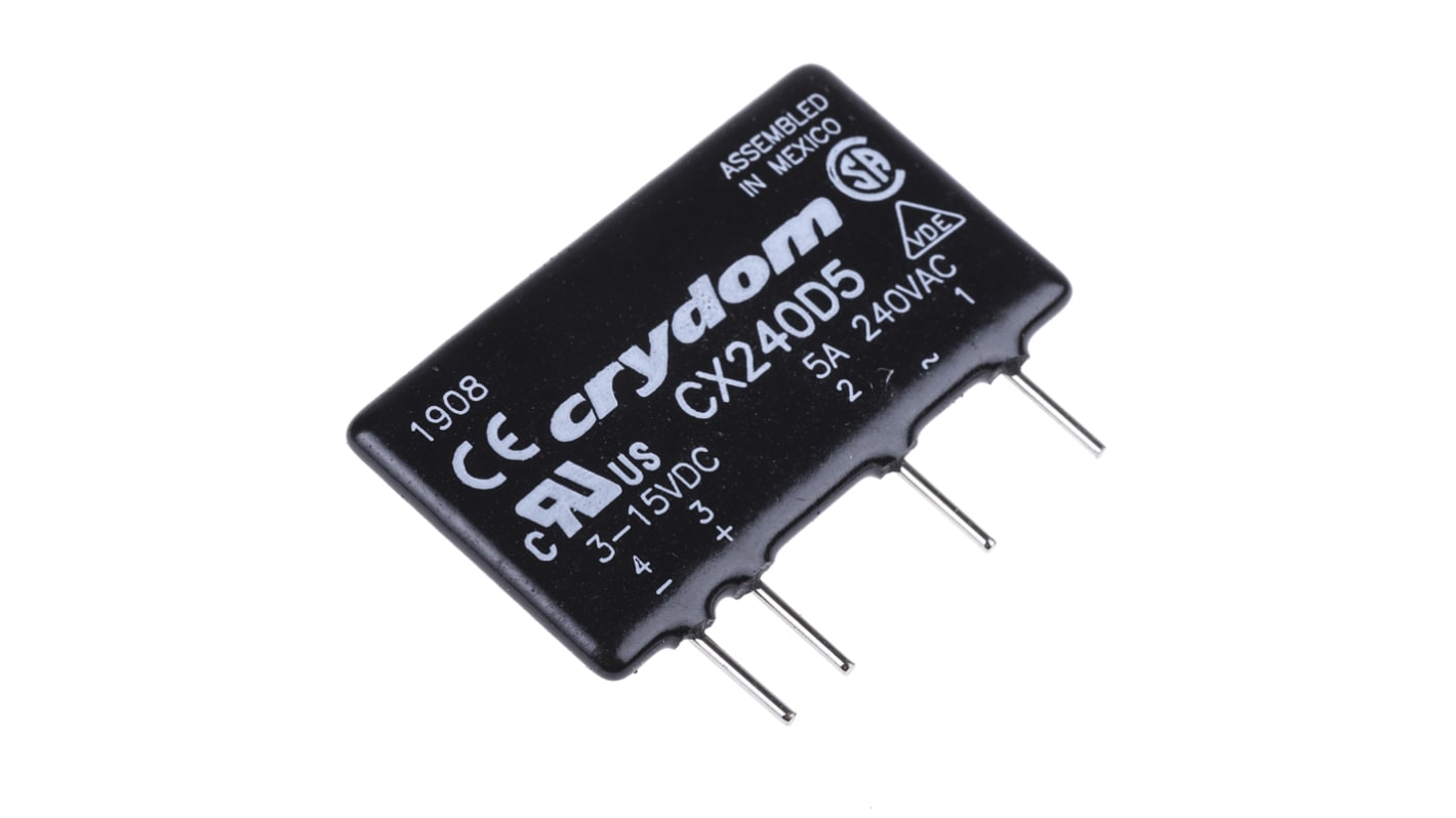 Sensata / Crydom ソリッドステートリレー 最大負荷電流:5 A 最大負荷電圧:280 V ac 基板実装, CX240D5