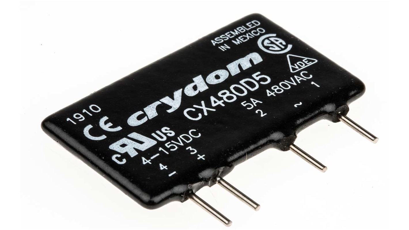 Sensata Crydom ソリッドステートリレー 最大負荷電流:5 A 最大負荷電圧:660 V ac 基板実装, CX480D5