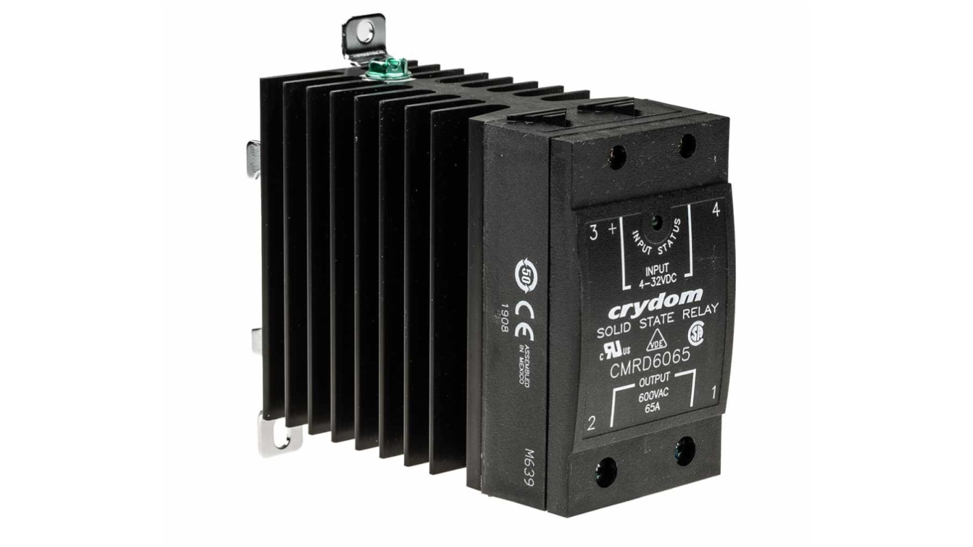 Sensata Crydom Solid State Relay, 65 A Load, DIN Rail Mount, 660 V Load, 32 V Control