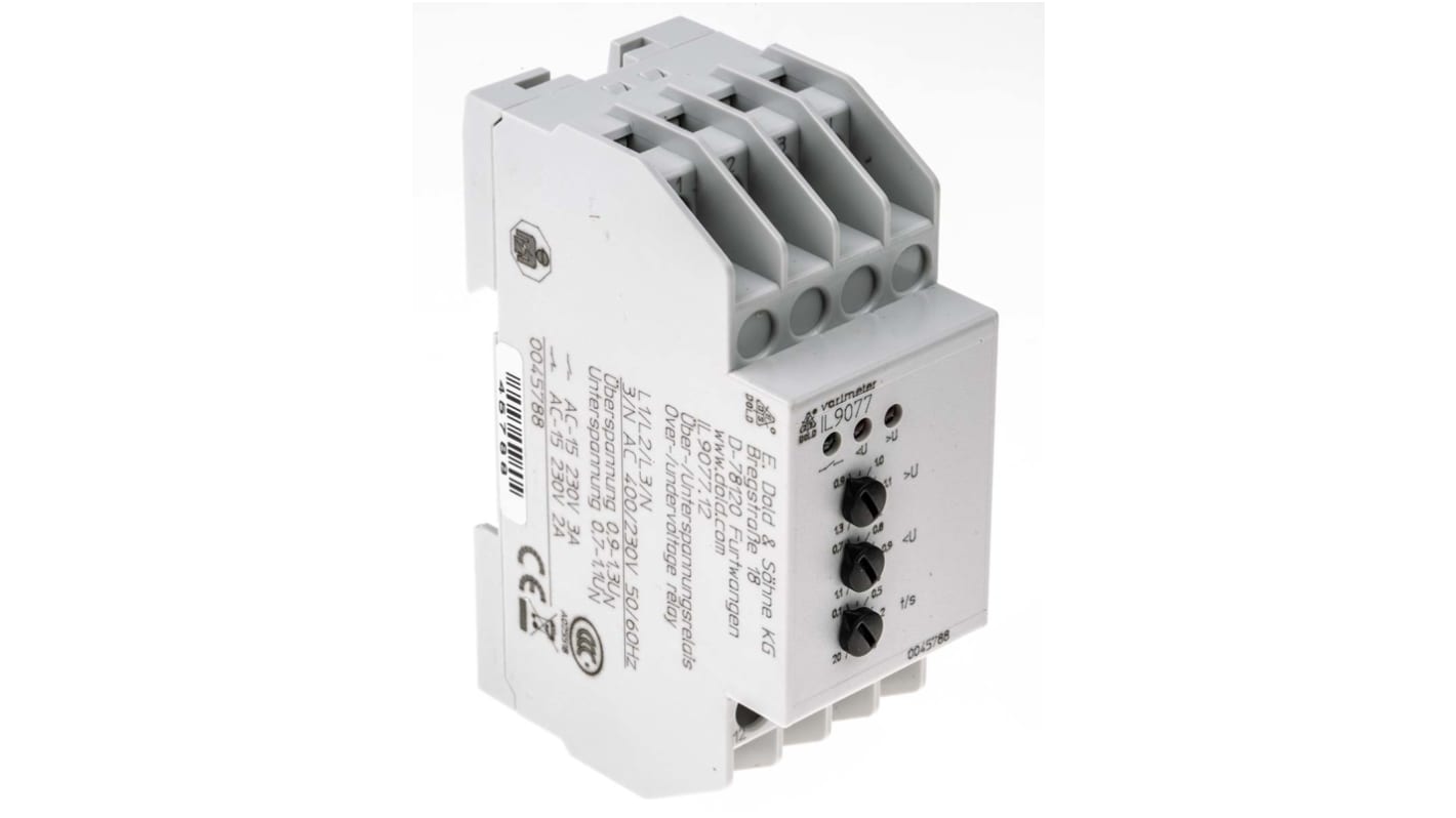 Dold Voltage Monitoring Relay, 3 Phase, DPDT, DIN Rail