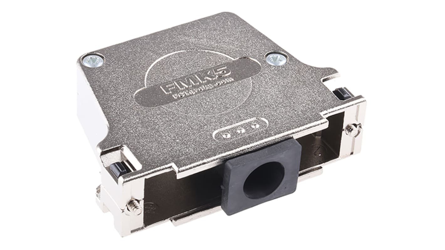 FCT from Molex FMK Series Die Cast Zinc Angled D Sub Backshell, 50 Way, Strain Relief