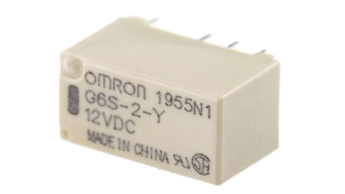 Omron G6S Signalrelais Printrelais, 12V dc Spule, 2-poliger Wechsler, 2A, 250V / 220V, Leiterplattenstift