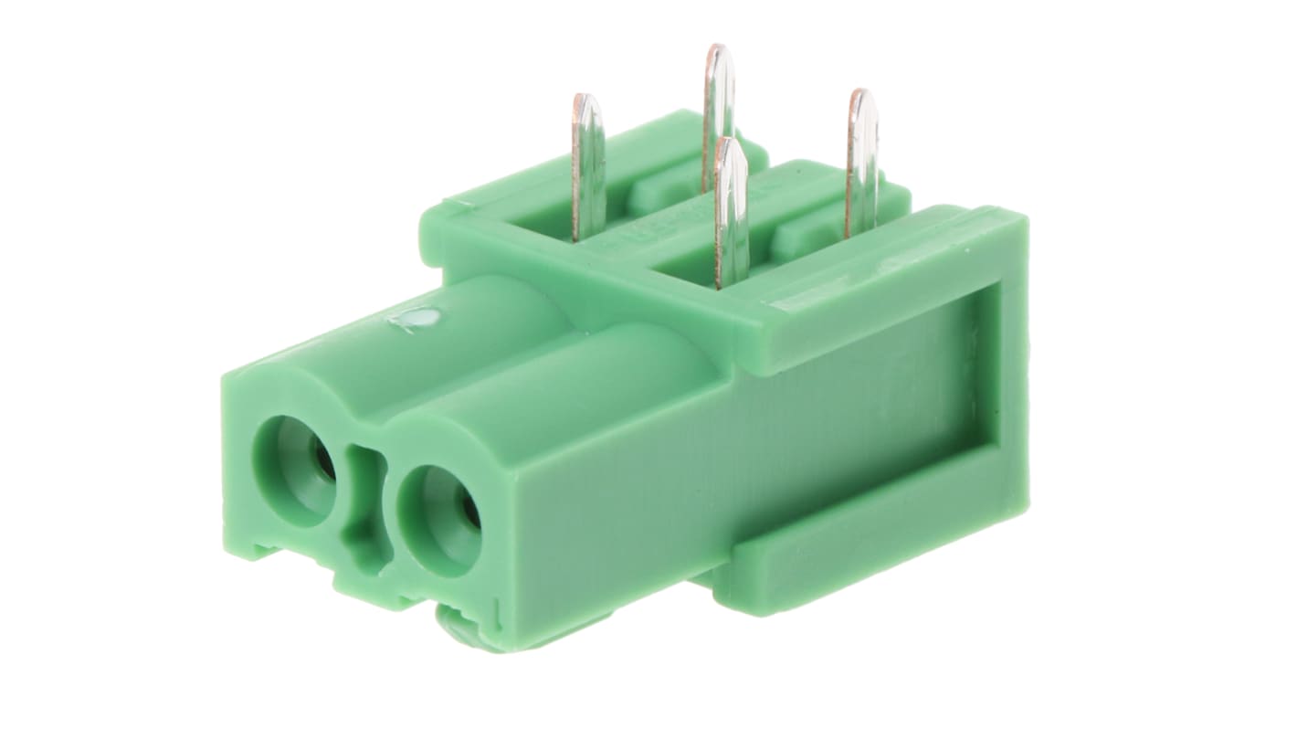 Phoenix Contact 5.08mm Pitch 2 Way Right Angle Pluggable Terminal Block, Inverted Header, Through Hole, Solder