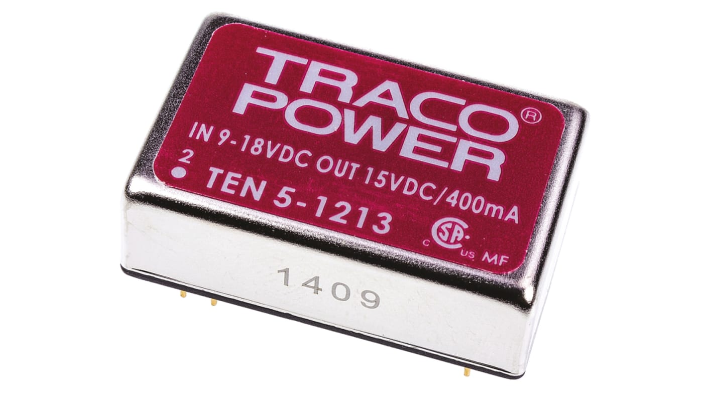 TRACOPOWER TEN 5 DC/DC-Wandler 6W 12 V dc IN, 15V dc OUT / 400mA Durchsteckmontage 1.5kV dc isoliert