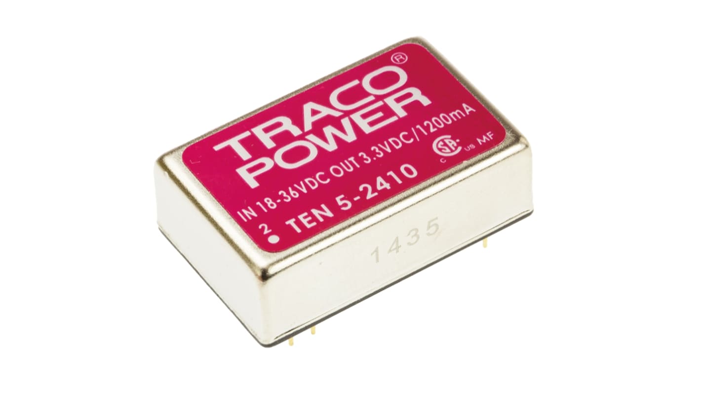 Convertisseur DC-DC TRACOPOWER, TEN 5, Montage traversant, 6W, 1 sortie, 3.3V c.c., 1.2A