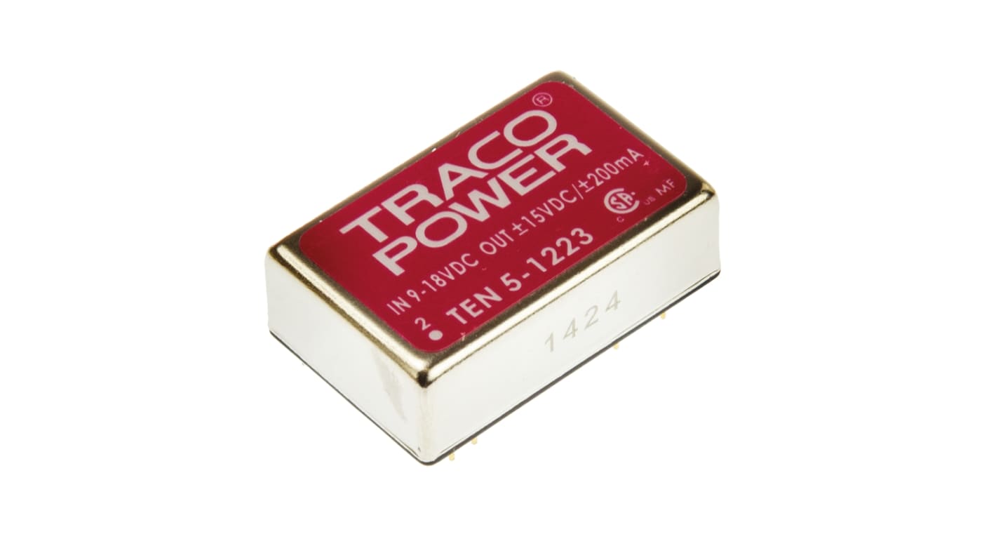 TRACOPOWER TEN 5 DC/DC-Wandler 6W 12 V dc IN, ±15V dc OUT / ±200mA Durchsteckmontage 1.5kV dc isoliert