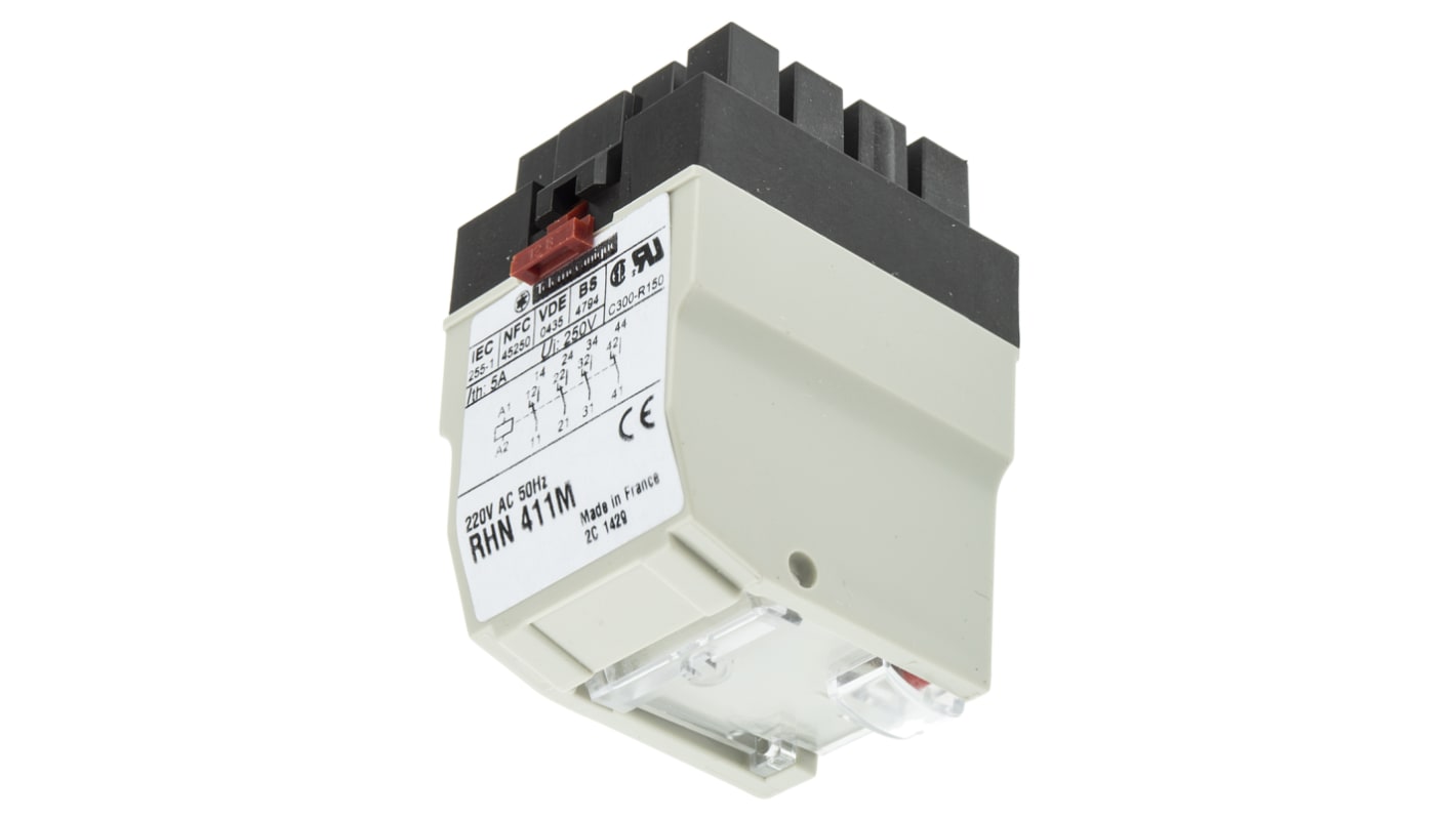 Schneider Electric Non-Latching Relay, 220V ac Coil, 5A Switching Current, 4PDT