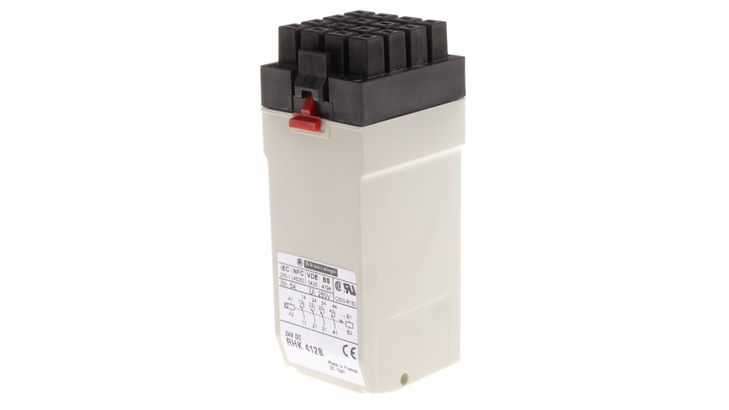 Relé de potencia con enclavamiento Schneider Electric RHK, 4PDT, bobina 24V dc, 5A