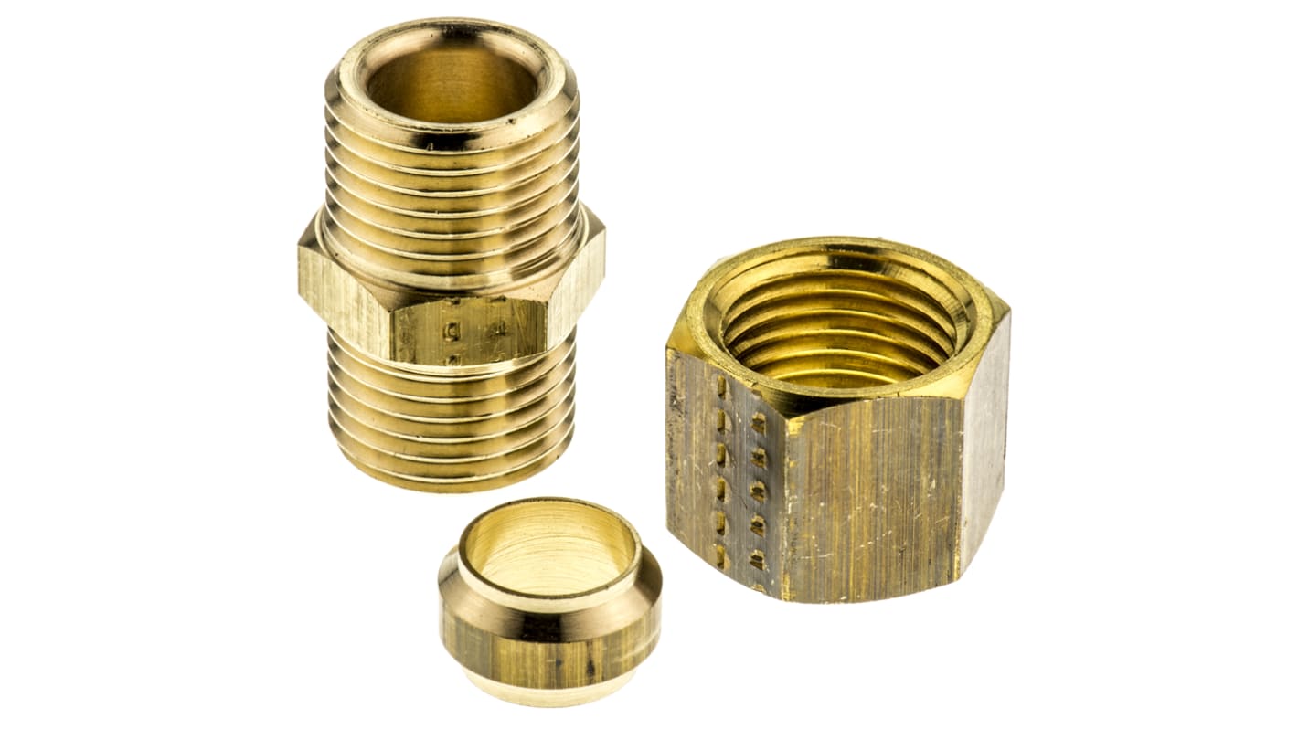 Legris Brass Pipe Fitting, Straight Compression Union, Female to Female 10mm