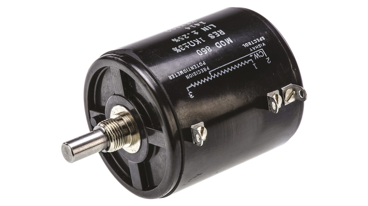 Vishay 860, Tafelmontage 10-Gang  Dreh Potentiometer 1kΩ ±1% / 8W , Schaft-Ø 6,35 mm